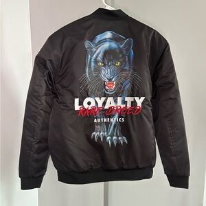 Authentics Clothing Mens Black Panther Bomber Jacket Loyalty Rare Breed